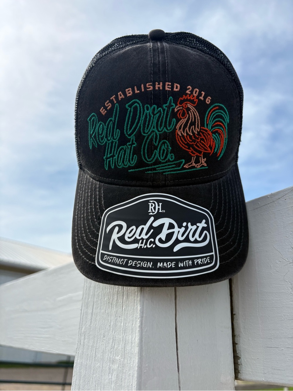 Red Dirt Hat Co. Black Har with Embroidered Rooster